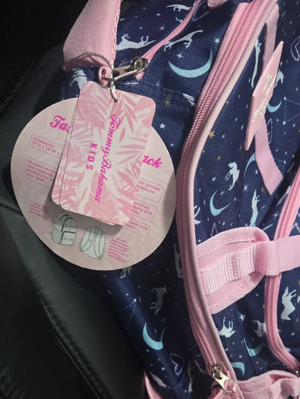 Tommy Bahama Kids Navy and Pink Unicorn Backpack
